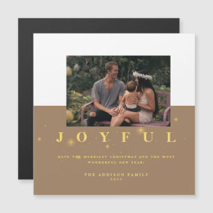 Carte Magnétique Festif Kraft et Gold Joyful Photo Noël