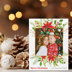 Carte Magnétique Festif Rouge Poinsettia Christmas Kids Photo Magne