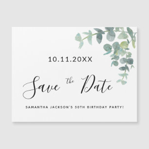 Carte Magnétique fête d'anniversaire eucaluptus verdure enregistrer