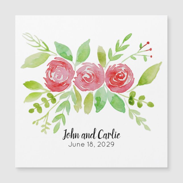 Carte Magnétique Fête de mariage floral personnalisée Favoriser l'a (Devant)
