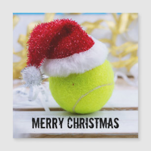 Carte Magnétique Fête de Noël de Tennis Ball avec Santa Hat