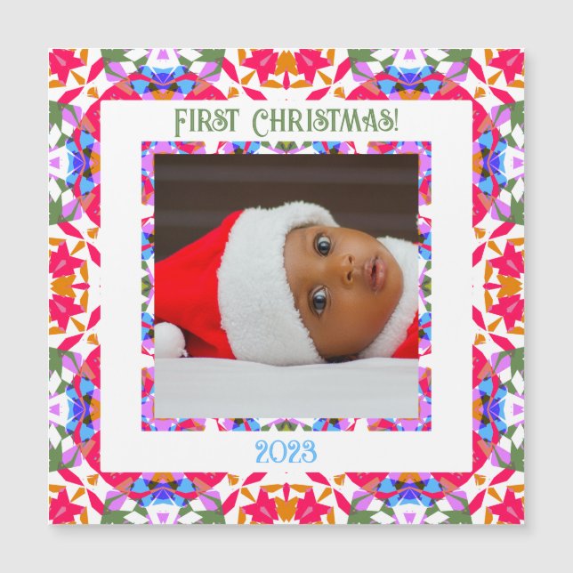 Carte Magnétique Fête de Noël Jolly personnalisée Photo Cadeau magn (Devant)