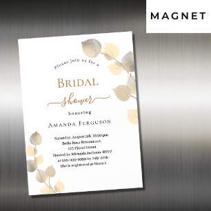 Carte Magnétique Fête des mariées dorée pousses d'eucalyptus luxe