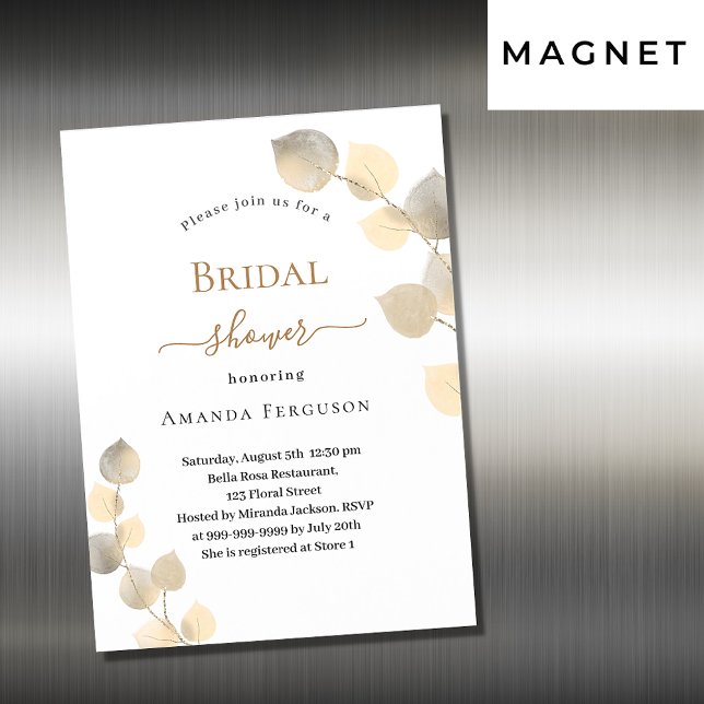 Carte Magnétique Fête des mariées dorée pousses d'eucalyptus luxe (Créateur téléchargé)