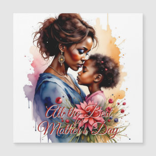Carte Magnétique Fête des mères Aquarelle africaine Amour Art