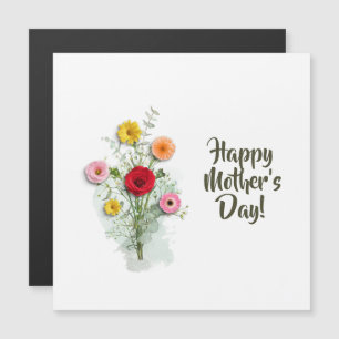 Carte Magnétique Fête des mères florale contemporaine personnalisée
