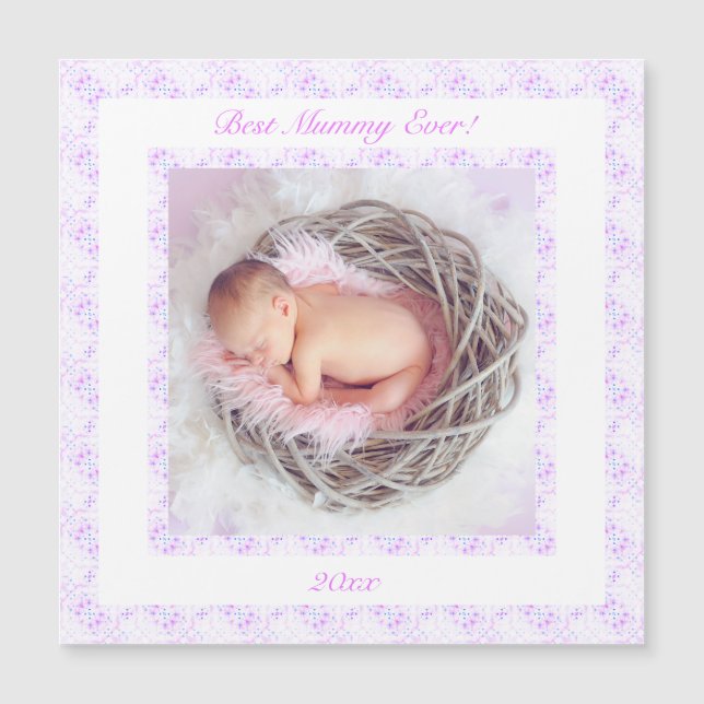 Carte Magnétique Fête des mères Lilac rose Meilleure maman Jamais c (Devant)