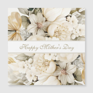 Carte Magnétique Fête des Mères personnalisée Vanille crème florale