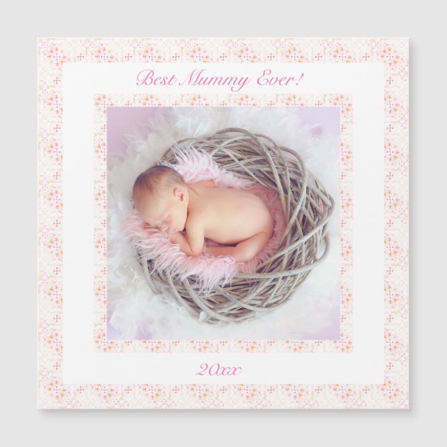 Carte Magnétique Fête des mères rose Meilleure maman maman Jamais c (Devant)