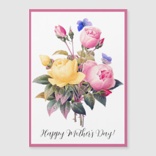 Carte Magnétique Fête des mères rose rose rose rose jaune Roses pou