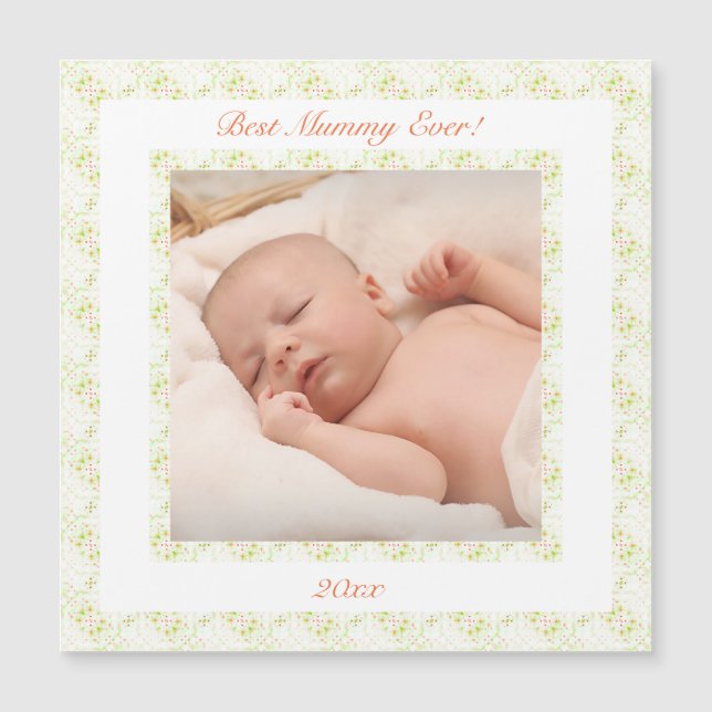 Carte Magnétique Fête des mères Vert Meilleure maman Maman Jamais C (Devant)