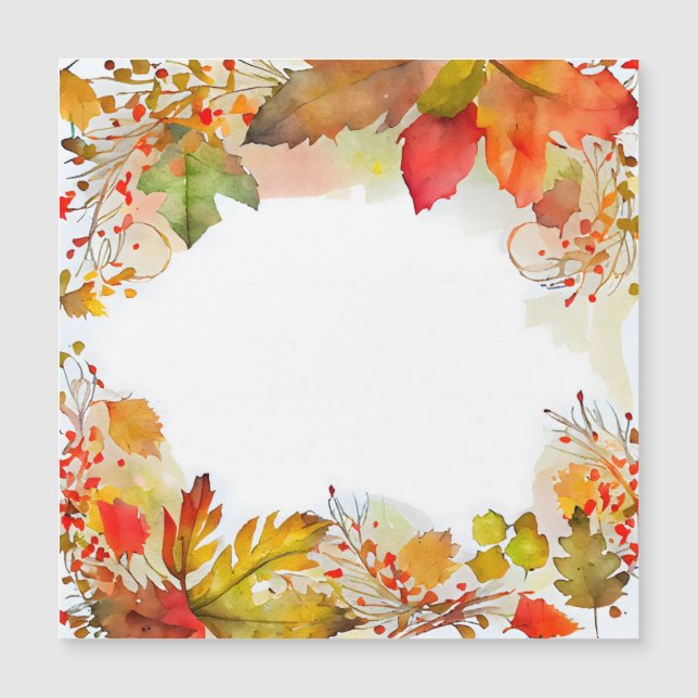 Carte Magnétique Feuilles d'aquarelle d'automne aux couleurs vives (Devant)