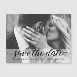 Carte Magnétique Fiançailles Photo Chic Enregistrer Le Mariage Date
