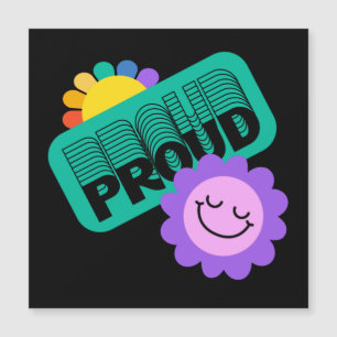 Carte Magnétique Fier. LGBT+Pride. Aimer arc-en-ciel avec tournesol