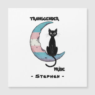 Carte Magnétique Fierté transgenre - Chat noir sur la lune transsex