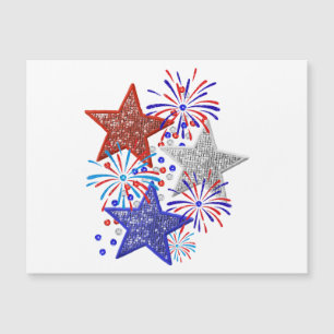 Carte Magnétique Fille 4 juillet Femmes Rouge Blanc Bleu Étoile Amé