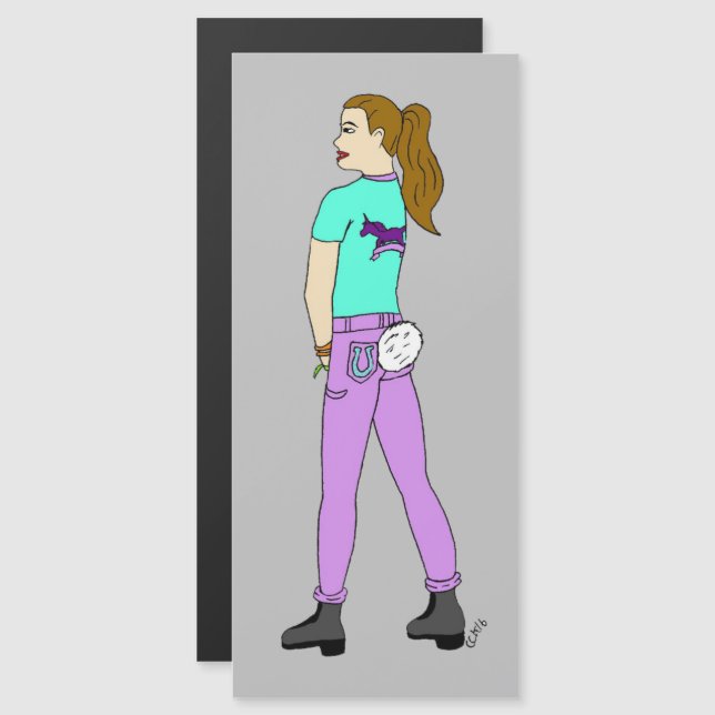 Carte Magnétique fille avec une queue de lapin (Devant / Derrière)