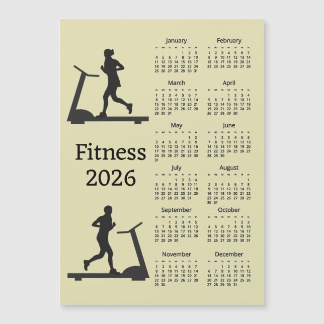 Carte Magnétique Fitness Treadmill 2026 Calendar Magnetic Card (Devant)