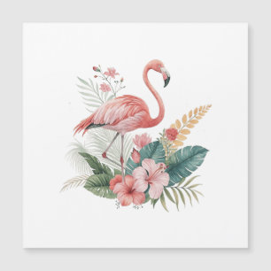 Carte Magnétique Flamant aux fleurs