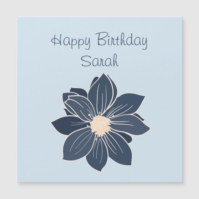 Carte Magnétique Fleur bleue personnalisée Joyeux Aimant Anniversai (Devant)