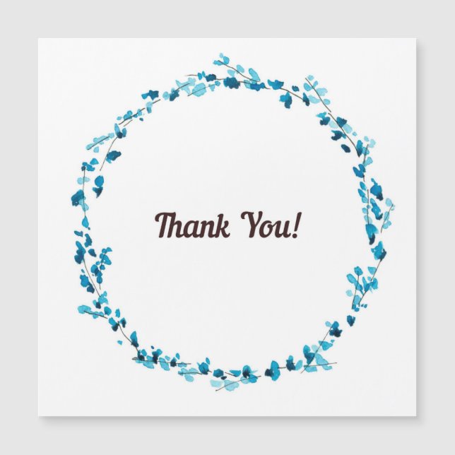 Carte Magnétique Fleur d'aquarelle bleue (Devant)