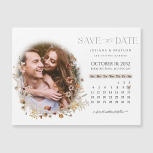 Carte Magnétique Fleur sauvage Floral Calendrier & Photo Enregistre