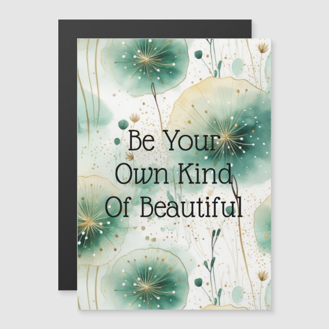 Carte Magnétique Fleurs blanches vertes (Devant / Derrière)