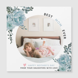 Carte Magnétique Fleurs Bleues Meilleure maman Jamais Mère photo de