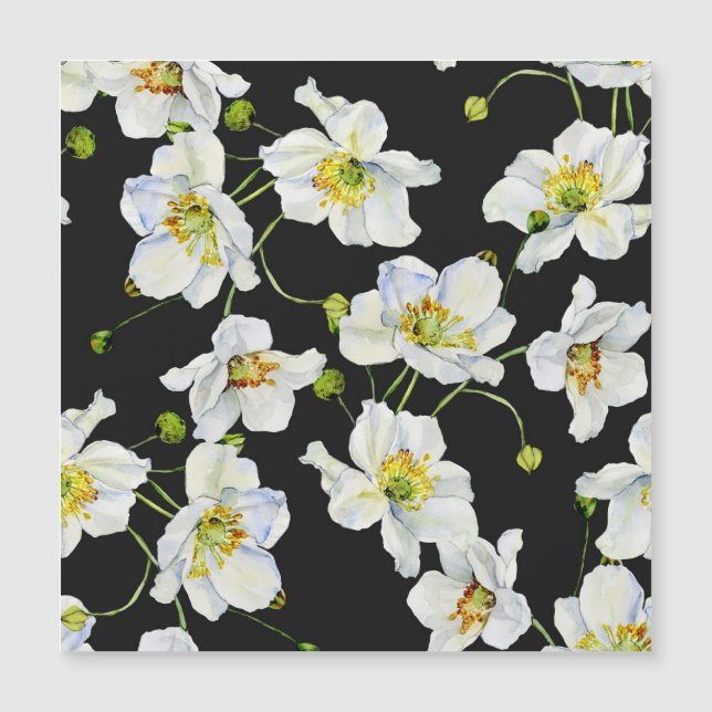 Carte Magnétique Fleurs chamomiles : Motif d'illustration aquarelle (Devant)