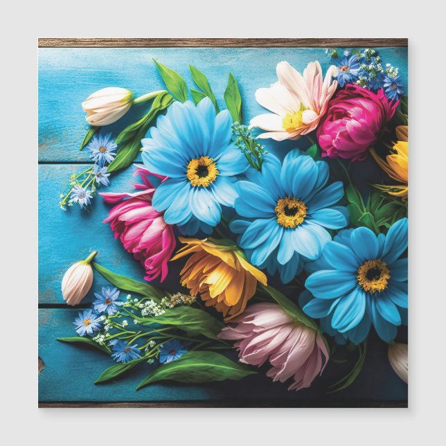 Carte Magnétique Fleurs colorées (Devant)