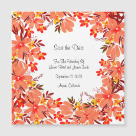 Carte Magnétique Fleurs et feuilles d'automne Enregistrer la date C