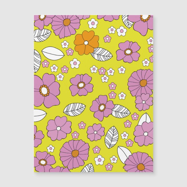 Carte Magnétique Fleurs Rétro 1960 (Devant)