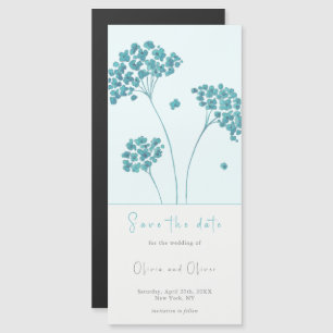 Carte Magnétique Fleurs turquoise mignonnes Enregistrer la date mag