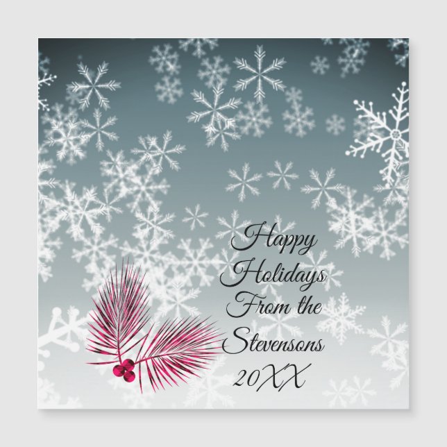 Carte Magnétique Flocon de neige personnalisé Noël (Devant)