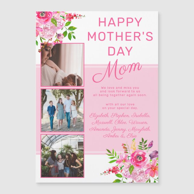 Carte Magnétique Floral Photo Happy Mother's Day du groupe Holiday (Devant)