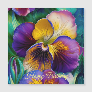 Carte Magnétique Floral Purple et or pansement Anniversaire