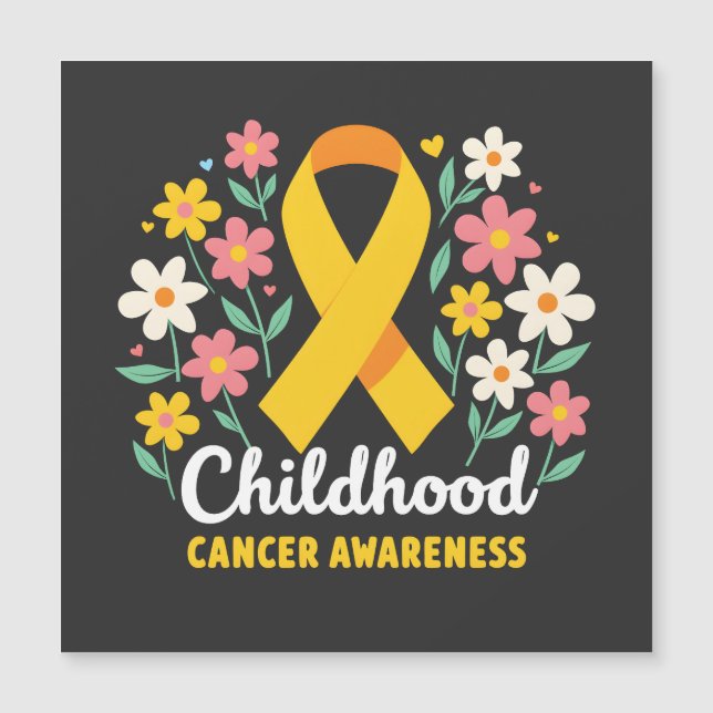 Carte Magnétique Floral Sensibilisation au cancer chez les enfants  (Devant)