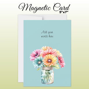 Carte magnétique florale gerbera texte personnalis