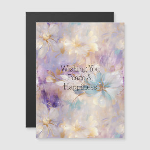 Carte Magnétique Flore bleu violet d'or blanc
