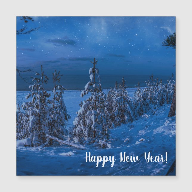 Carte Magnétique Forest path at winter night (Devant)