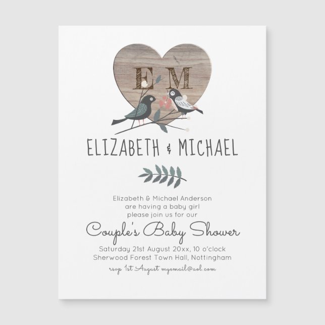 Carte Magnétique Forêt forestière Animaux Couples BABY SHOWER (Devant)