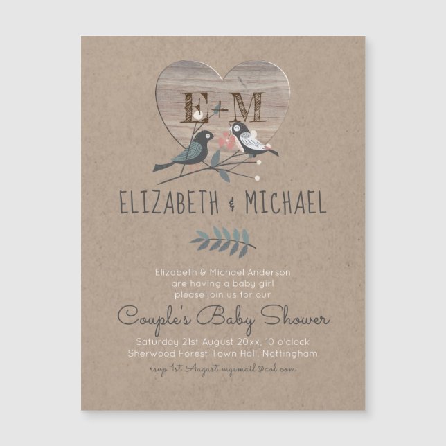 Carte Magnétique Forêt forestière Animaux Couples BABY SHOWER (Devant)