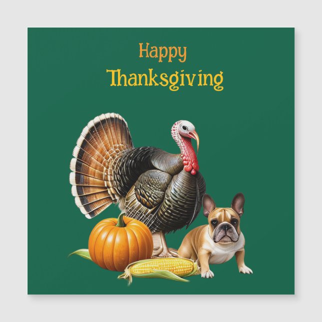 Carte Magnétique Französische Bulldogge Thanksgiving French Bulldog (Devant)