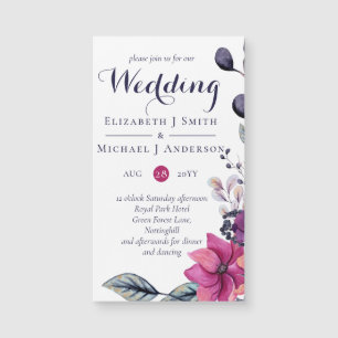 Carte Magnétique Fuchsia Dreams MAGNETIC Wedding Invite ou SaveDate
