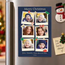 Fun 6 Photo Famille de Noël Magnétique Navy & Or
