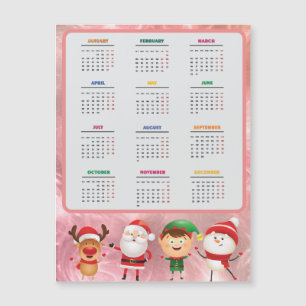 Carte Magnétique Funny 2025 Calendars Père Noël, Snowman, Reindeer