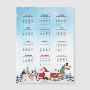 Carte Magnétique Funny 2025 Calendars Père Noël, Snowman, Reindeer