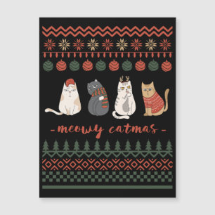 Carte Magnétique Funny Chat jeu de Noël - Chat Noël