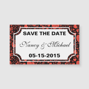 Carte Magnétique Funny Heart Motif X - noir rouge + texte