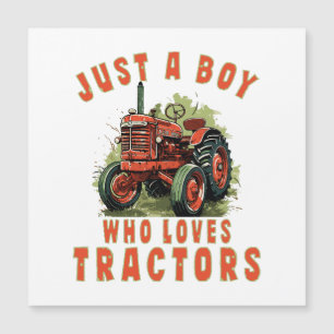 Carte Magnétique Garçon de la vie rurale qui aime les tracteurs
